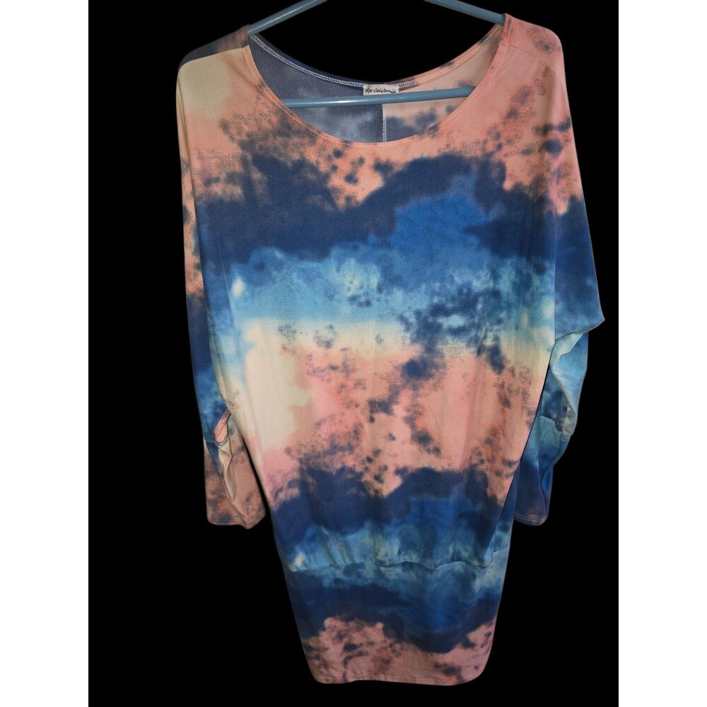 Egs California Womens Size 2xL Tunic Top Pink Blue  Watercolor